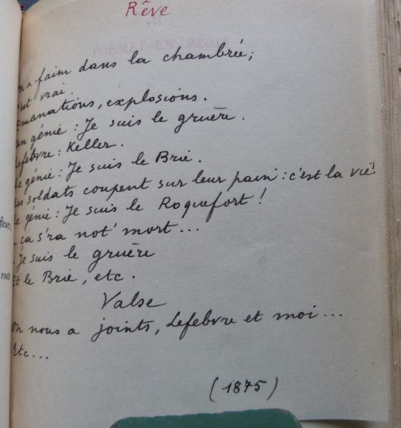 Ooème de Rimbaud recopié par Char