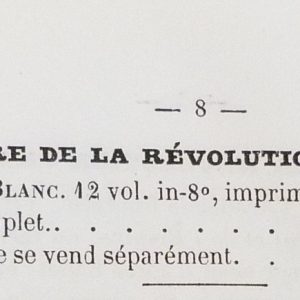 Histoire de la révolution française : tarif.