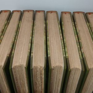 Paul Verlaine : œuvres complètes, 8 tomes reliés en demi-cuir vert à bandes. Titre à la chinoise mosaïqué,