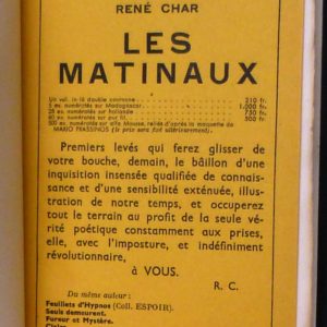 Les Matinaux 2, placard publicitaire.