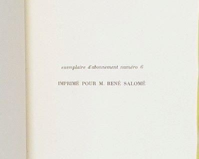 Imprimé pour René Salomé.