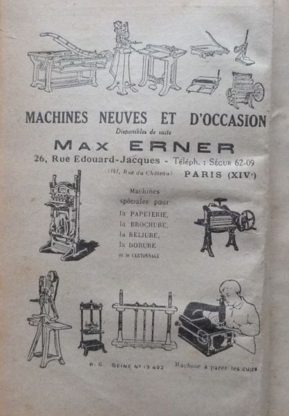 Encarts publicitaires 1927, exemple.