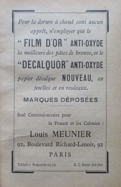 Encarts publicitaires 1927, exemple.