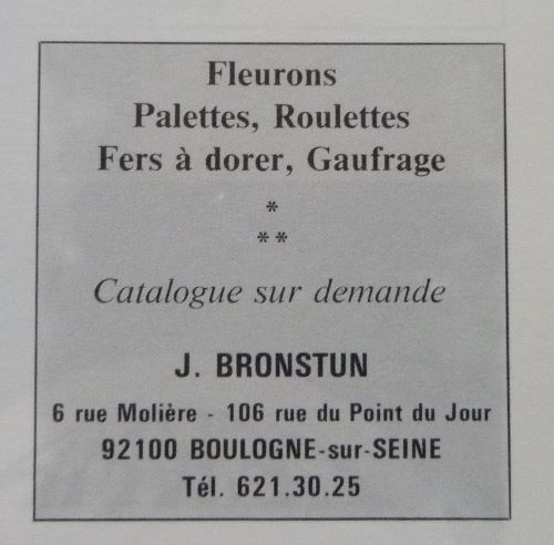 Publicités "Art et Métiers du livre" 1979/1983 (2) Bronstun