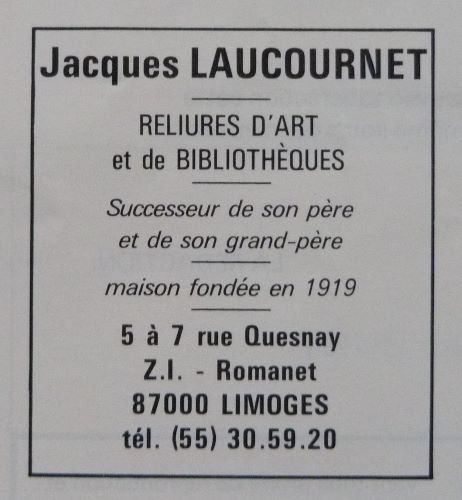 Publicités "Art et Métiers du livre" 1979/1983 (4), Jacques Laucournet.