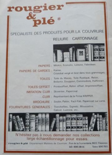 Publicités "Art et Métiers du livre" 1979/1983 (4), Rougier et Plé.