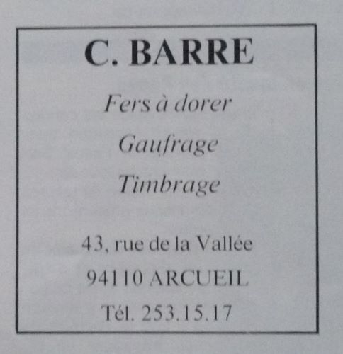 Publicités « Art et Métiers du livre » 1979/1983 (5), C.Barre
