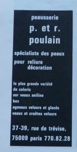 Publicités « Art et Métiers du livre » 1979/1983 (6), P. et R. Poulain