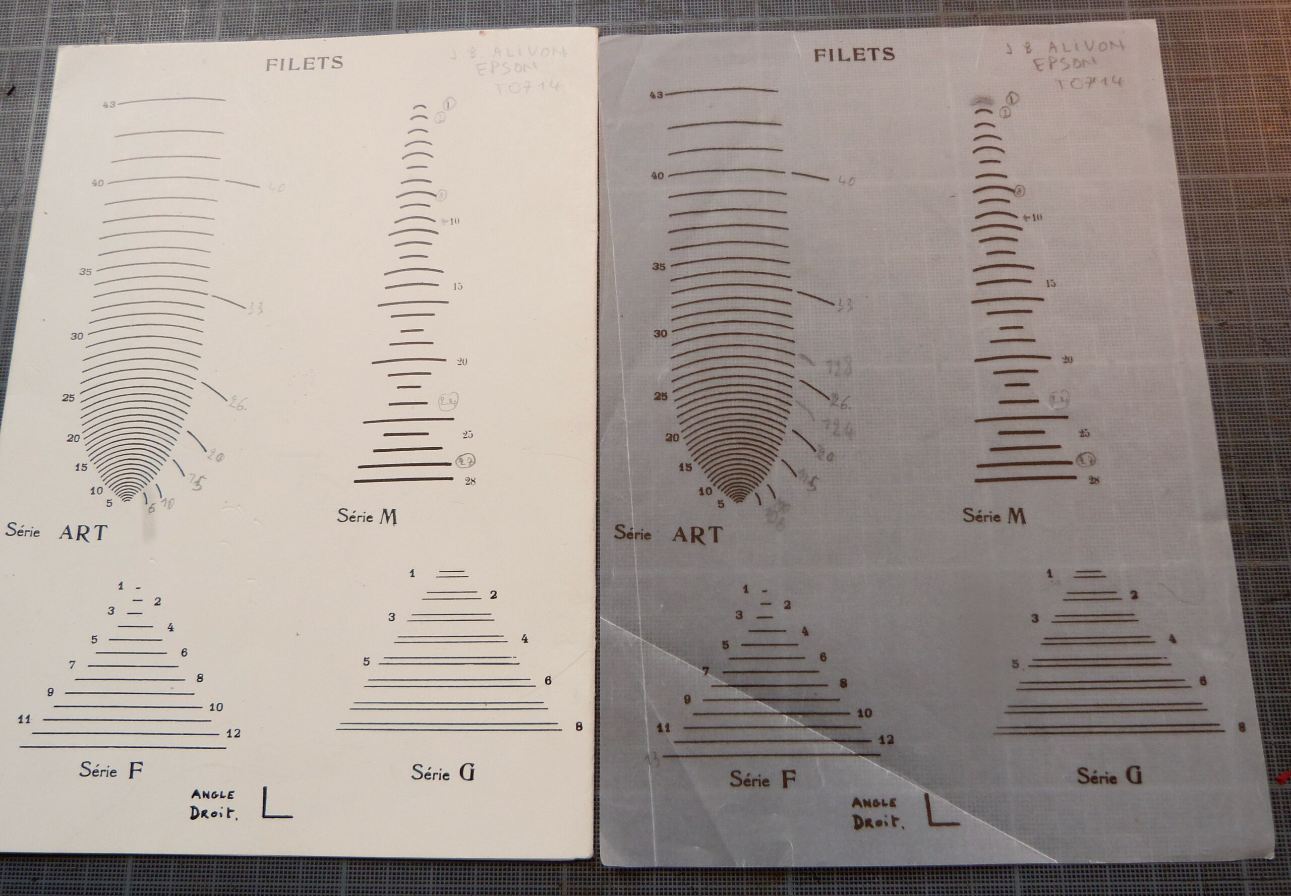 Photocopie sur papier calque du catalogue J.B.Alivon